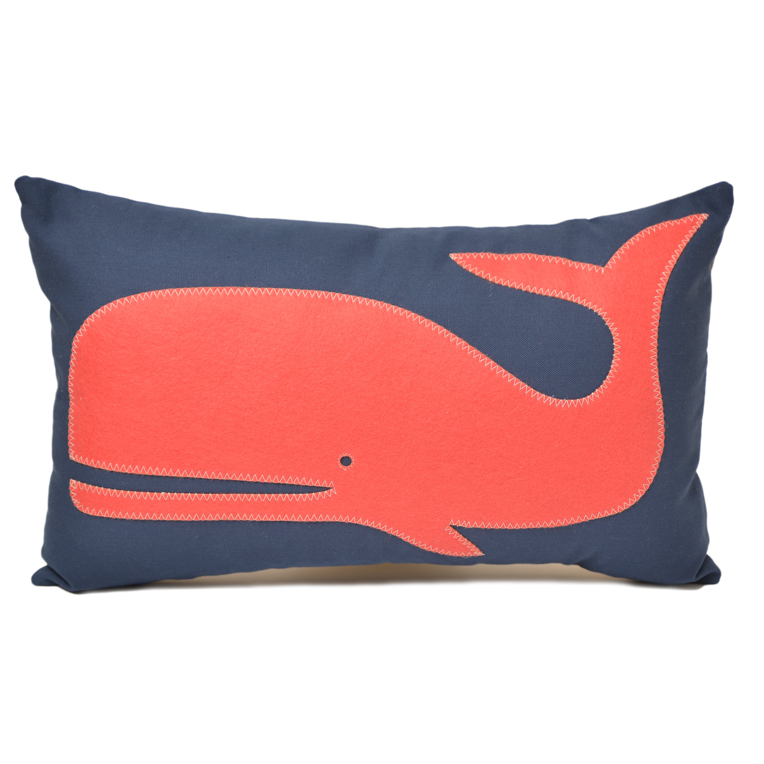 14x21" Tucker the Preppy Coral Red Whale pillow