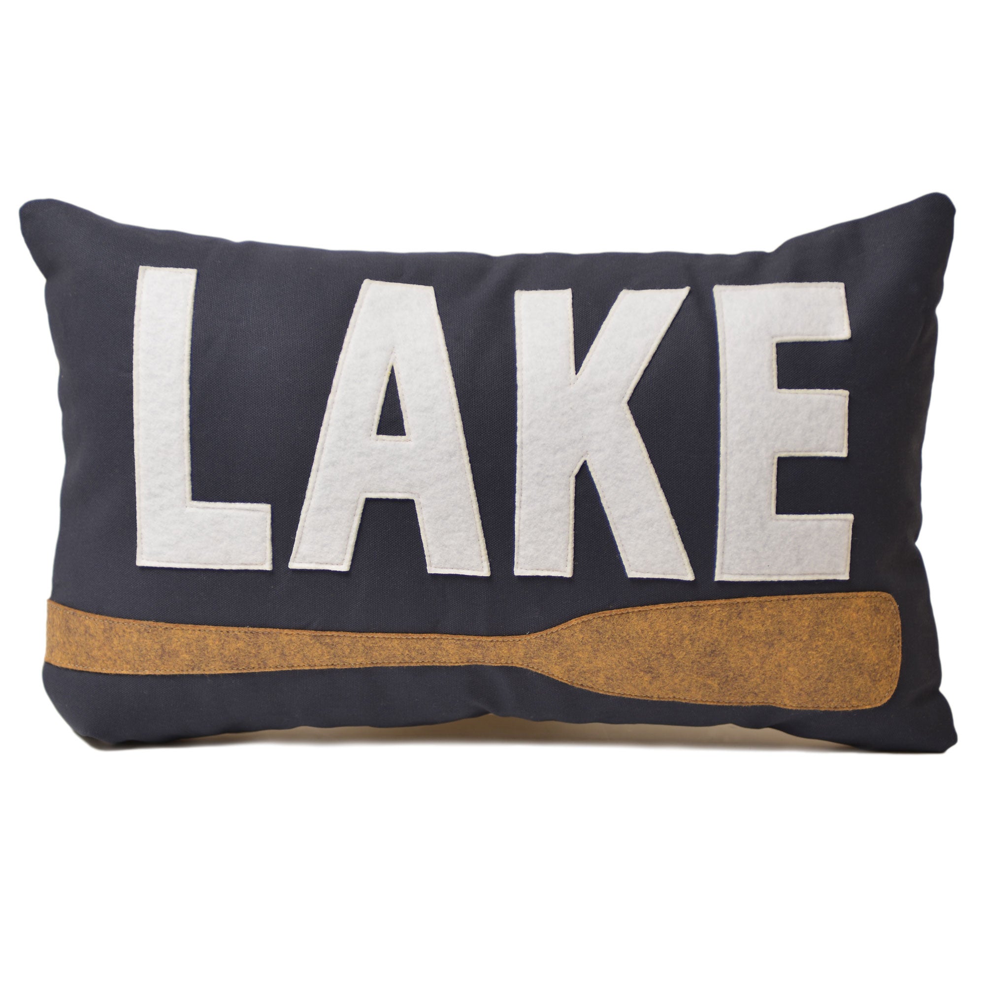 14x21" LAKE lumbar pillow with oars, on navy