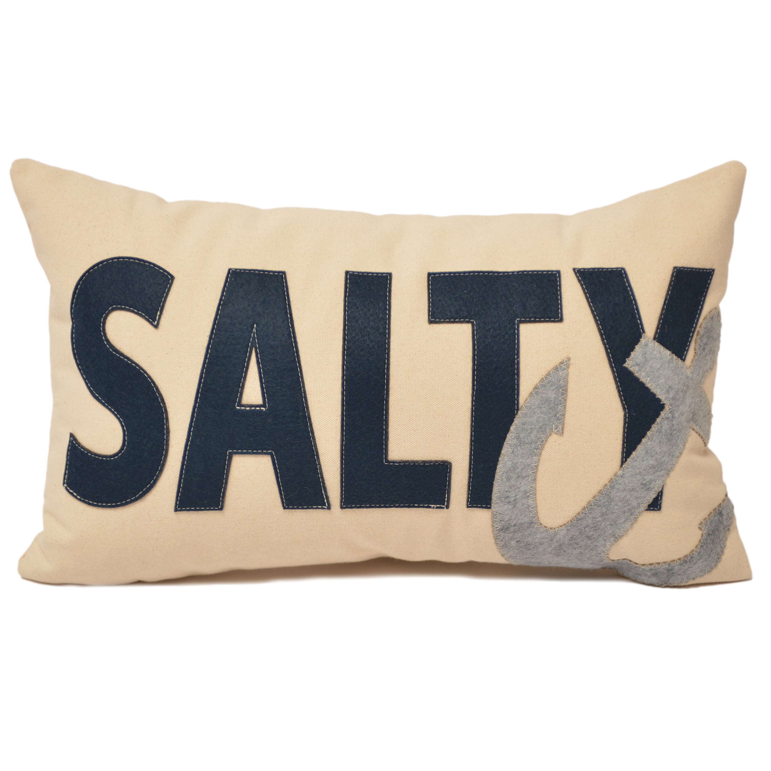 14x21" SALTY Anchor lumbar pillow - Navy with Grey
