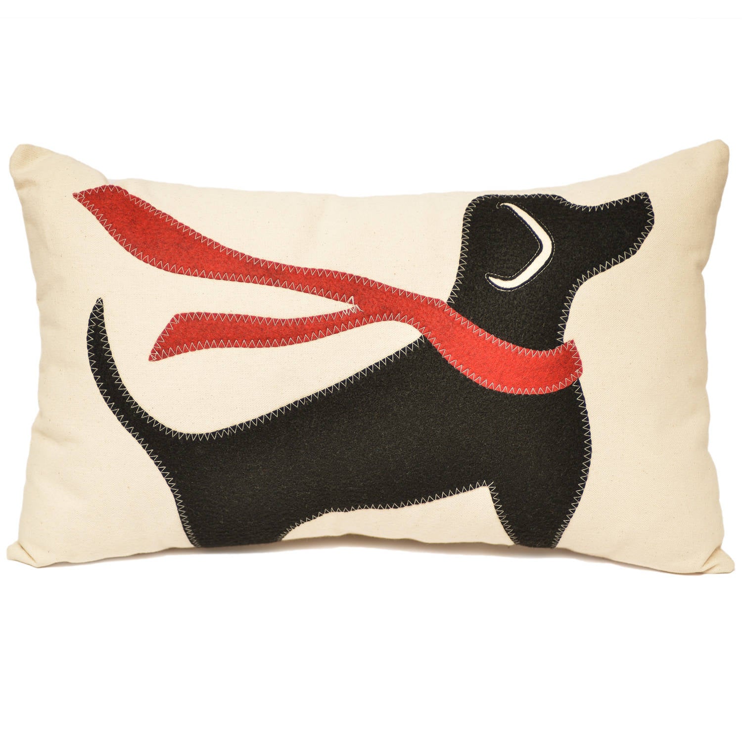 14x21" Max the Black lab with wintry scarf lumbar pillow