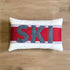 14x21" SKI striped lumbar pillow - Red + Grey