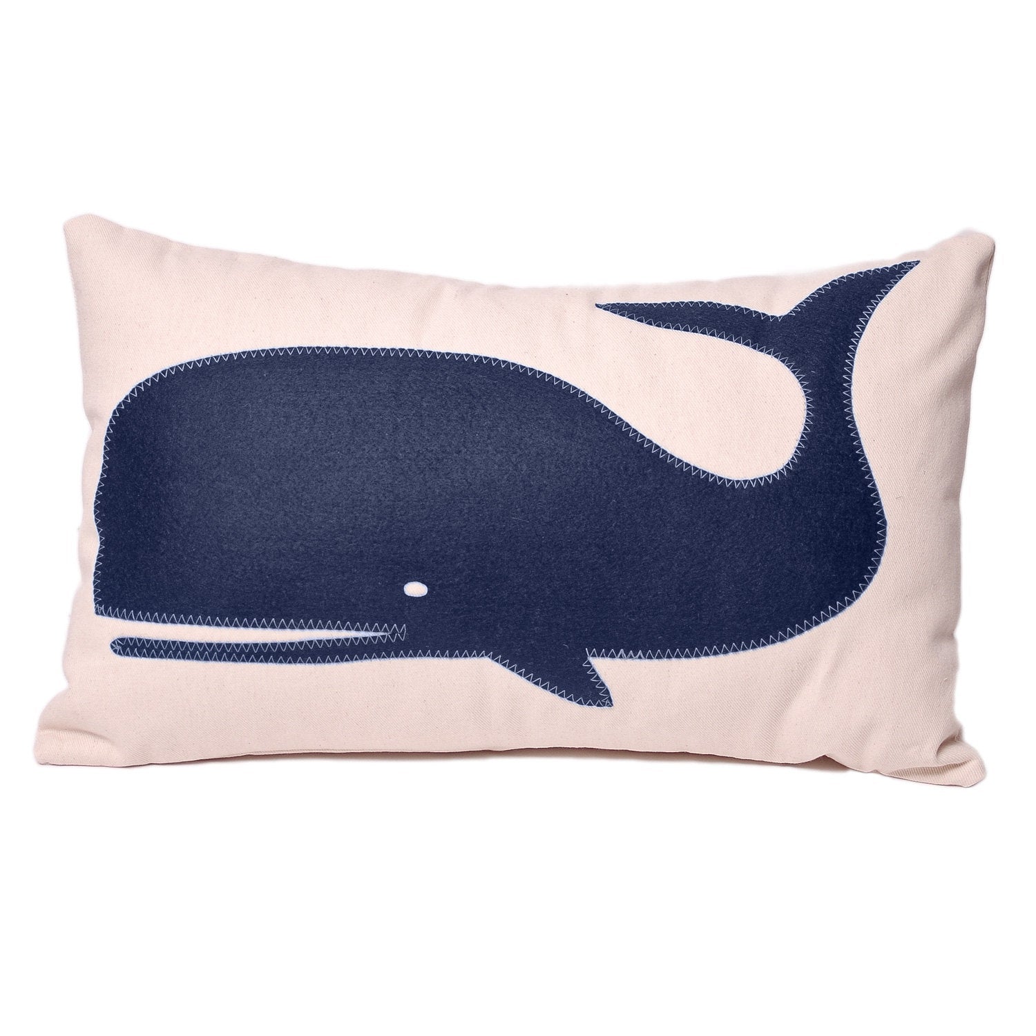 14x21" Ollie the Navy Whale lumbar pillow