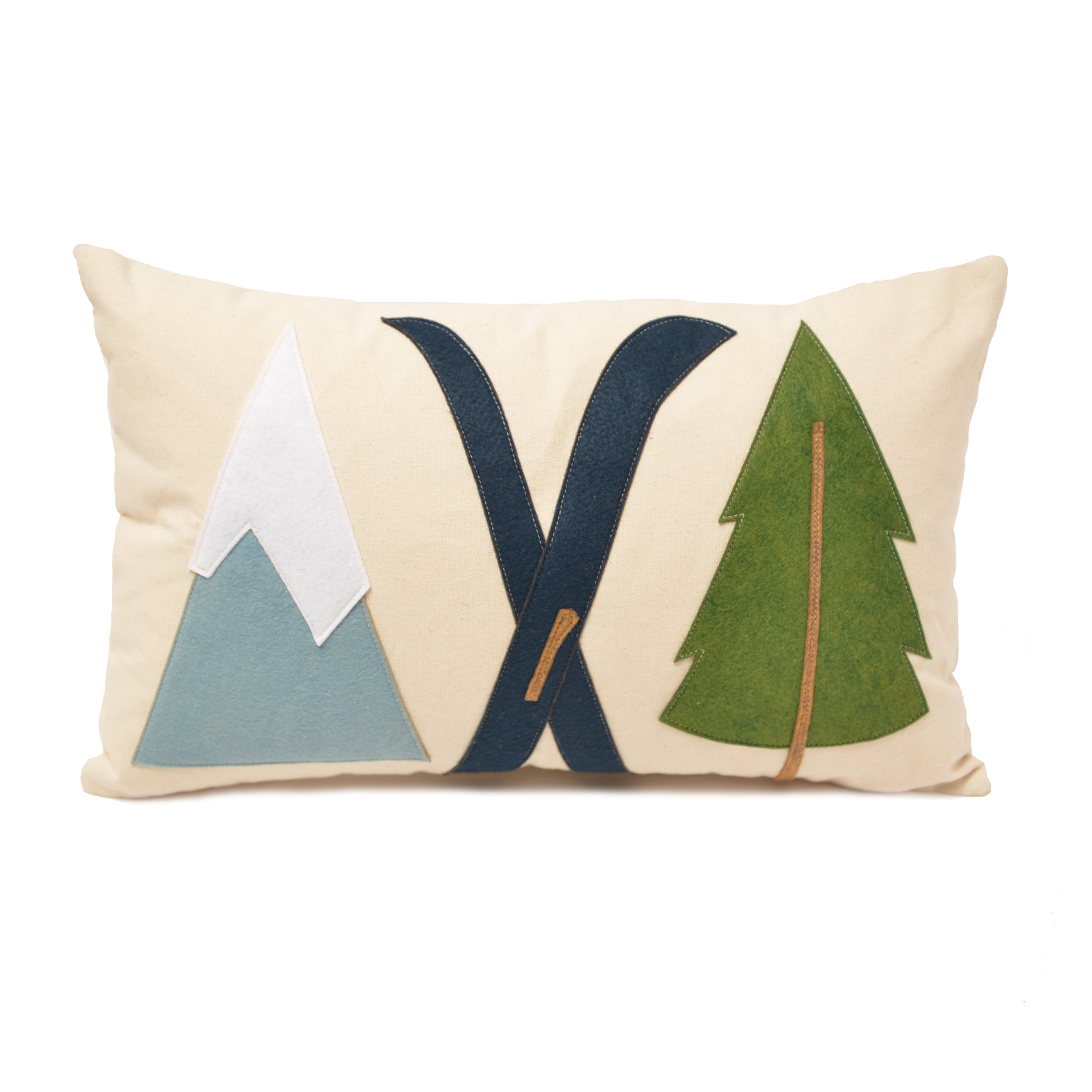 Mountain Ski + Tree lumbar pillow