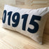 Custom Zip Code Pillow - NAVY ON NATURAL Canvas